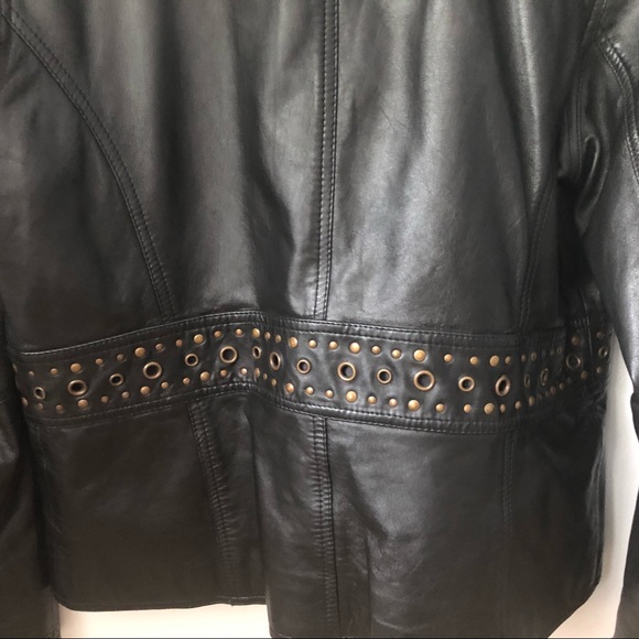 Bagatelle Leather Jacket Grommets Studs Biker Moto - Picture 5 of 8
